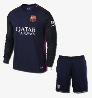 Barcelona Long Sleeves Football Jersey And Shorts Home - Jersey