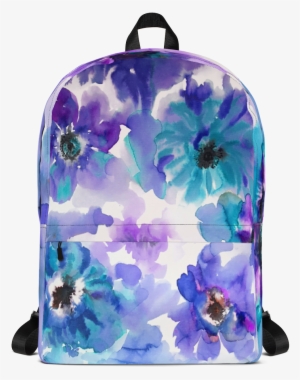 Watercolor Anemones Purple & Blue Backpack - Backpack