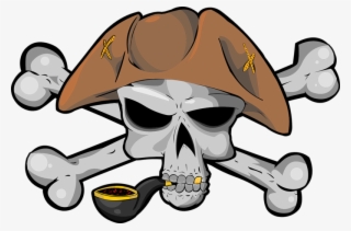 Pirate Skull Bone Hat Tobacco Tube Jolly R - Pirates Cartoon Png