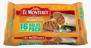 16pk Bean & Cheese Burritos - El Monterey Bean And Cheese Burritos