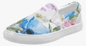 Watercolor Floral Pattern Women's Slip-on Canvas Shoes - Slip-on Shoe