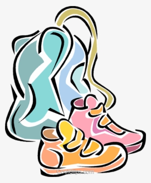 Running Shoes, School Bag Royalty Free Vector Clip