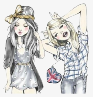 All My Posts Are From Weheartit Or Favim - 2 Mejores Amigas Dibujos  Transparent PNG - 401x346 - Free Download on NicePNG