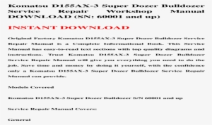 Komatsu D155 Ax 3 Super Dozer Bulldozer Service Repair - Document