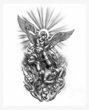 Drawn Tattoo Custom - San Miguel Arcangel Tattoo Design Transparent PNG - 420x420 - Free Download on NicePNG