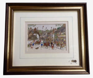 Diane Elson, Folk Art Watercolor Painting Of A Busy - Painting