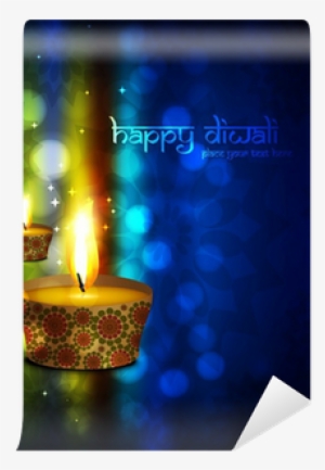 Beautiful Happy Diwali Greeting Card Blue Colorful - Wall