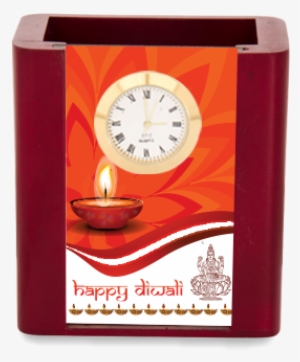 Diwali Greetings Desk Stand With Clock - Desk