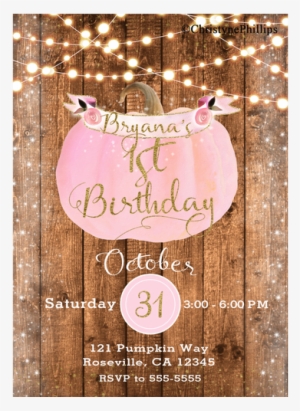 Pink Pumpkin Sparkles Rustic Fall 1st Birthday Party - Thanksgiving