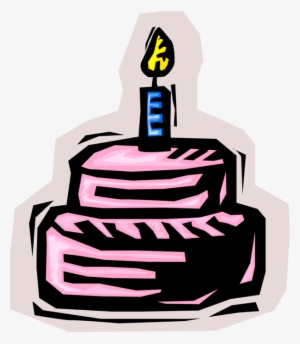 Vector Illustration Of First Birthday Cake With Lit