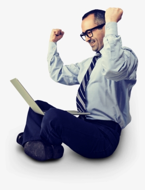 Man With Laptop - Happy With Laptop Png