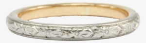 Antique Platinum & 14k Yellow Gold Hand Engraved Floral - Colored Gold