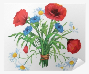 Colorful Summer Bouquet Of Wildflowers On A White Background - Blumenstrauß Clipart