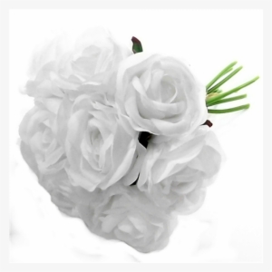 Bundle Of 9 White Silk Roses - Artificial Flower