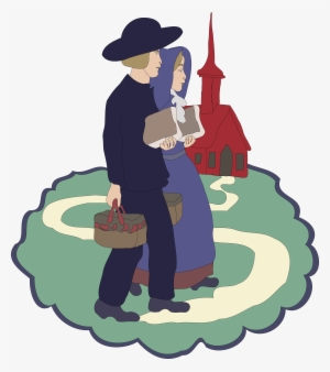 Free Clipart Of A Couple Of Children Near A School - Amish Clipart