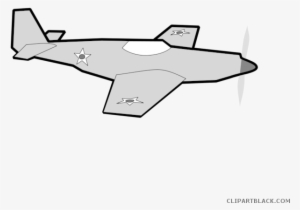 Flying Airplane Transportation Free Black White Clipart - Cartoon Plane