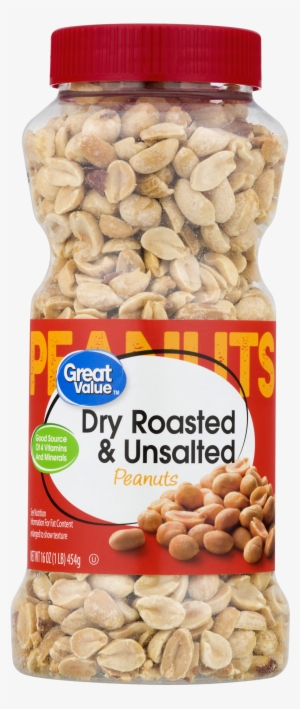 Great Value Unsalted Dry Roasted Peanuts, 16 Oz