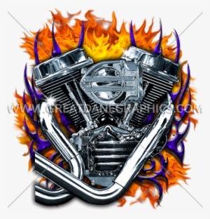 Graphic Transparent Fire Production Ready Artwork For - Motorcycle Engine On Fire