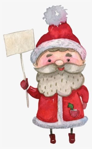 Drawn Grape Santa Claus - Watercolor Santa Cartoon