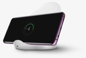Galaxy S9 On Wireless Charger Stand In White - Galaxy S9 ワイヤレス チャージャー