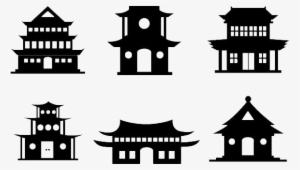 Freeuse Stock Buddhism Drawing Korean - Chinese Temple Silhouette Vector