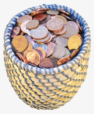 Basket With Coins Png Transparent Image - Money