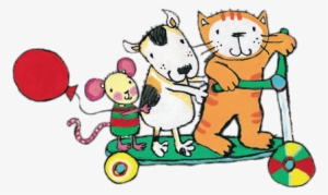 Poppy Cat And His Friends On A Scooter Png - Poppy Cat