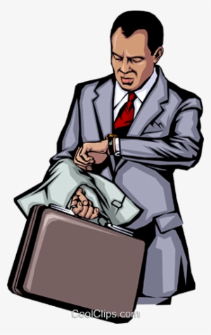 Man Checking His Watch Royalty Free Vector Clip Art - Sitting