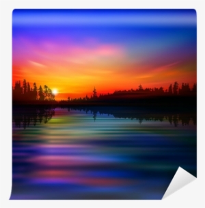 Abstract Background With Forest Lake And Sunrise Wall - Basketball