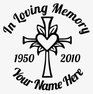 In Loving Memory Cross With Heart Sticker - Drawing Cross With Heart