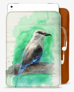 Dailyobjects Bird Watercolor Real Leather Sleeve Case - Jay