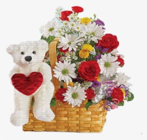 Teddy Bear Flower Basket - Teddy Bears With Flowers