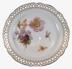 Kpm Hand Painted Porcelain Plate With Flowers And Dragonfly, - China Painting