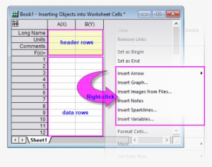 inserting graphs, images and other objects into worksheet - worksheet