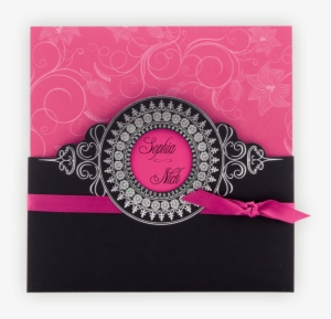 Design Wedding Invitation Black Silver Pocket Fuchsia - Art Paper