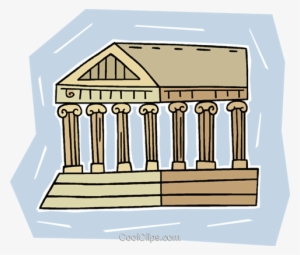 Greek Temple Facade Royalty Free Vector Clip Art Illustration - Tempio Greco Clipart