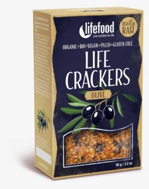 Raw Organic Olive Life Crackers - Lifefood - Organic Raw Pitta Bread & Olives | 90g