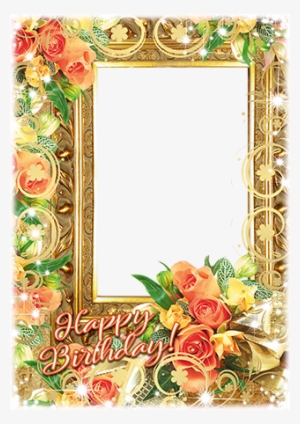 Birthday Frame With A Bunch Of Flowers - Happy Birthday New Frame Png