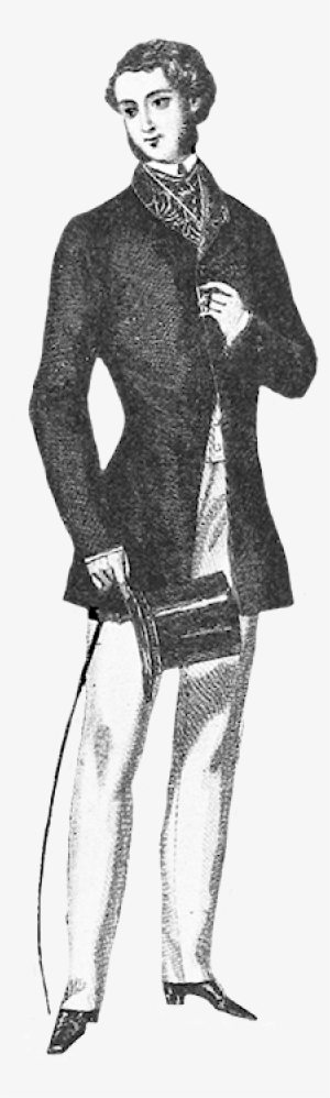 Young Man's Fashion Clothes 1852 - Victorian Era Man Clipart