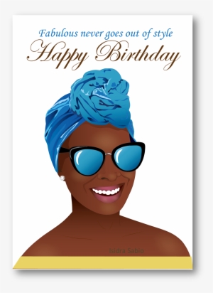 Birthday Woman Beautiful Black With Head Wrap - Happy Birthday Cousin Black