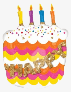 27" Happy Birthday Cake Balloon With 3d Candles - Happy Birthday Fancy Cake Supershape Foil Balloon