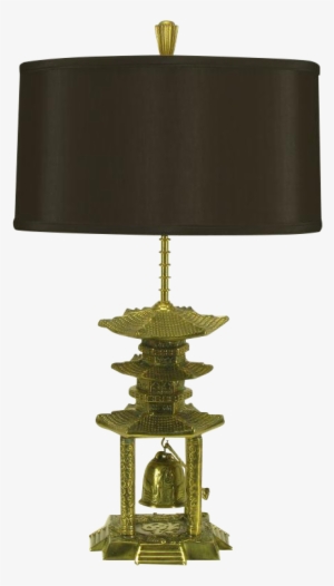 Brass Pagoda Temple Table Lamp With Hanging Bell On - Pagoda