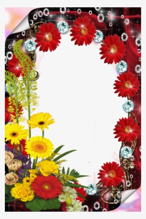 Red Flower Frame Png File - Frame Transparent With Flowers