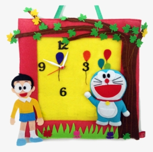 Felt 3d Doraemon With Nobita Personalised Wall Clock - Nobita Nobi