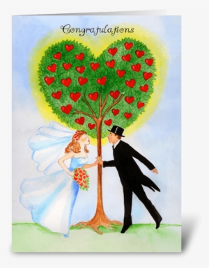Wedding Congratulations Tree With Hearts Greeting Card - Wedding