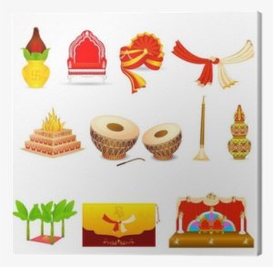 Vector Illustration Of Indian Wedding Object Canvas - Indian Wedding Clip Arts