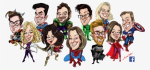 Group Caricature By Luisa Calvo For Facebook - Cartoon