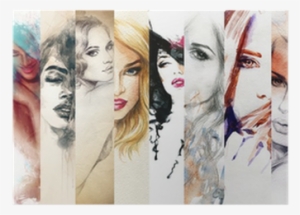 Beautiful Woman Face - Liwwing Photo Wallpaper - Watercolor Woman Faces -