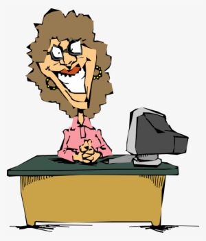 Free Vector Woman Using A Computer Clip Art - Cartoon Woman At Desk