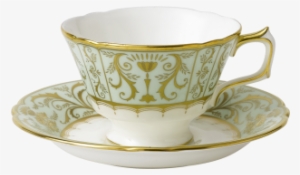 Harlequin Darley Abbey Green - Royal Crown Derby Teacup And Saucer